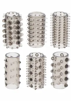 TOYJOY Power Sleeve Set 6-Pack Flexible TPE Textured Rings Transparent