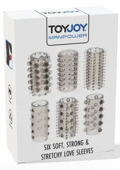 TOYJOY Power Sleeve Set 6-Pack Flexible TPE Textured Rings Transparent
