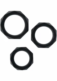 TOYJOY Power Halo C-Ring Set Silicone Adjustable 3 Sizes Black