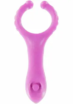 ToyJoy Vibrating Clit-Stim C-Ring by Dream Toys - Silicone, Textured, Black