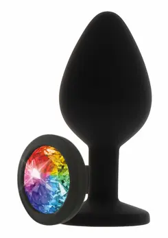 TOYJOY Rainbow Booty Jewel Medium Silicone Plug with Multicolor Gem