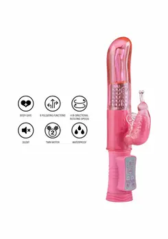 TOYJOY Happy Hugging Butterfly Dual Motor Vibrator, 8 Modes, Pink
