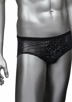 CalExotics Radiance Classic Briefs Black Mesh Rhinestone Accents
