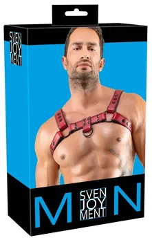 Svenjoyment Men's Chest Harness Red S-XL Adjustable Vegan Leather