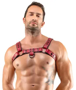 Svenjoyment Men's Chest Harness Red S-XL Adjustable Vegan Leather