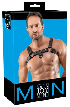 Svenjoyment Men's Chest Harness Black Adjustable Vegan Leather