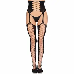 Leg Avenue 1968 Sheer Black Tights with Integrated Garter - One Size