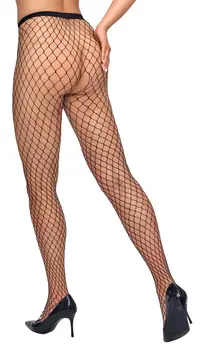 Cottelli LEGWARE Net Tights S-L Black Large Mesh, Soft Stretchy Fabric