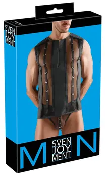 Svenjoyment Sleeveless Net & Wetlook Shirt L Black with Gold Accents