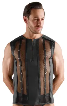 Svenjoyment Sleeveless Net & Wetlook Shirt L Black with Gold Accents
