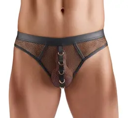 Svenjoyment Net Thong 3XL - Black Mesh with Gold Accents