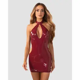 Obsessive Redya Dress Red - Glossy Adjustable Fit Eveningwear S/M