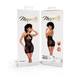 Mapale Babydoll S Black Vertical Stripes & Lace Detailing