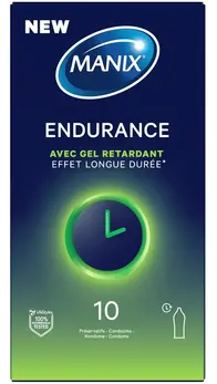 Manix Endurance 10-Pack - Extended Performance Latex Condoms 53 mm