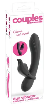 Couples Choice Duo Vibrator 3-in-1 Silicone Set with Removable Ring, Purple