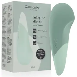 Womanizer Vibe Lay-On Silent UltraWave Vibrator Sage 17.1cm Silicone