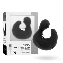 Black&Silver DuckyMania Rechargeable Silicone Finger Massager, Black