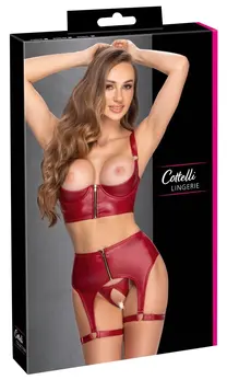 Cottelli Lingerie Red Matte Shelf Bra & Suspender Set 80B/M