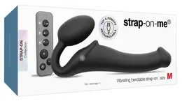 Strap-On-Me Vibrating Bendable Strap-On Black 3 Motors Silicone 15.2cm