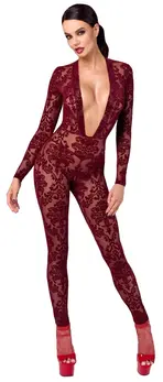 Noir Handmade Kink Royal Bodysuit Burgundy Red XL Velvet Print