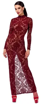 Noir Handmade Kink Royal Long Velvet Burgundy Dress Size S