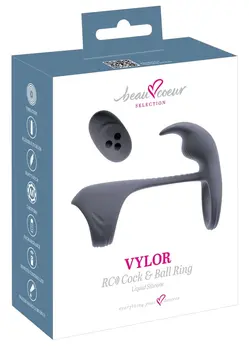 beau coeur Vylor RC Silicone Dual Motor Intimate Ring, Black, 13.5 cm