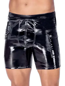 Black Level Men's Vinyl Shorts 2XL with Padded Zip and Side Pockets