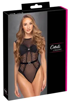 Cottelli Lingerie Body Rhinestones Black S/M - Elegant Lace Microfibre