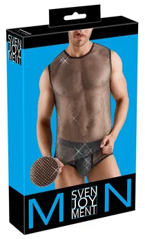 Svenjoyment Net Shirt L Black with Sparkling Accents - Lightweight Mesh Top