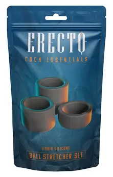 Erecto Liquid Silicone Ball Ring Set - 3 Sizes, Flexible, Black