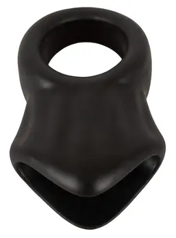 Erecto Liquid Silicone Intimate Ring & Ball Stretcher Duo, Black, 8 cm