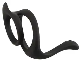 Erecto Liquid Silicone Dual Support Ring with Perineal Stimulator, Black