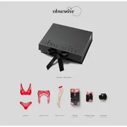 Obsessive Aliosa Gift Box Red - Luxury Lingerie Set with Perfume & Bath Bomb L/XL