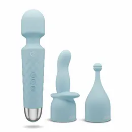 EasyToys Mini Wand Vibrator Blue - 18 Modes, USB Rechargeable, Silicone