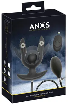 ANOS RC Inflatable Silicone Plug with Vibration, Expandable, Black, 10.9 cm