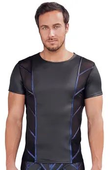 NEK Black Matte Look Men's Shirt L with Metallic Blue Accents
