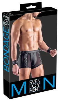 Svenjoyment Bondage Men’s Pants L Black With Handcuffs & Open Back