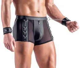 Svenjoyment Bondage Men's Pants M Black Matte Look with Handcuffs & Open Back