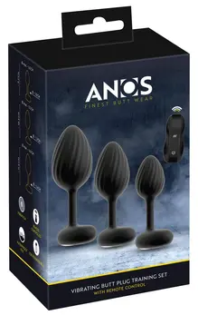 ANOS RC Vibrating Plug Set - 3 Sizes, Waterproof, Silicone, Black