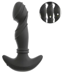 ANOS Vibrating Prostate Plug with Moving Rings, Black, 16.3 cm