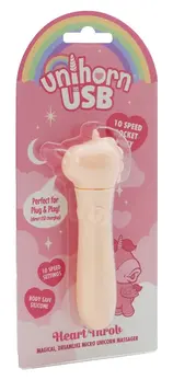 Unihorn USB Heart Throb Mini Intimate Massager, 10 Modes, Pink, 14.3cm