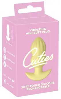 Cuties Vibrating Plug Yellow - Compact Silicone Model, 7 Modes, 8 cm