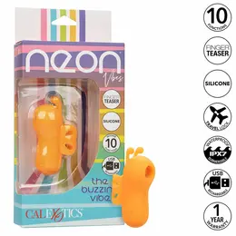 CalExotics Neon Vibes Orange Ergonomic Finger Device 10 Modes Waterproof
