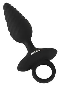 ANOS Flexible Plug Twisted Design - 10-Mode Vibrating Silicone, Black