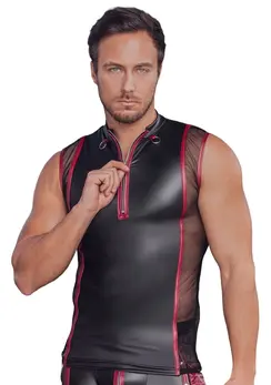 NEK Matte Black Sleeveless Shirt 2XL with Red Accents & Mesh Panels