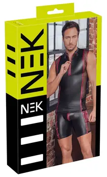 NEK Men's Sleeveless Matte Shirt Black-Red M Modern Mesh Design