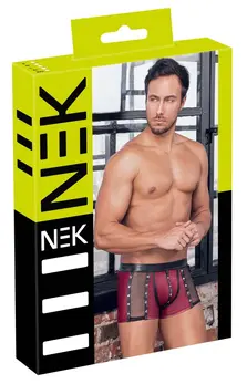 NEK Men's Matte Look Pants XL with Mesh and Stud Details, Red-Black