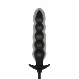 Anal Collection Inflatable Plug with Pump 20cm Black - Adjustable Beads System