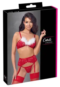 Cottelli LINGERIE X-Mas Bra Set S/M Red Lace Festive Edition