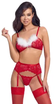 Cottelli LINGERIE X-Mas Bra Set S/M Red Lace Festive Edition